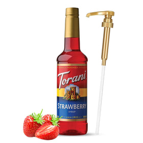 Torani Jimoco pump dispenser shown for precise pours in home barista setups.