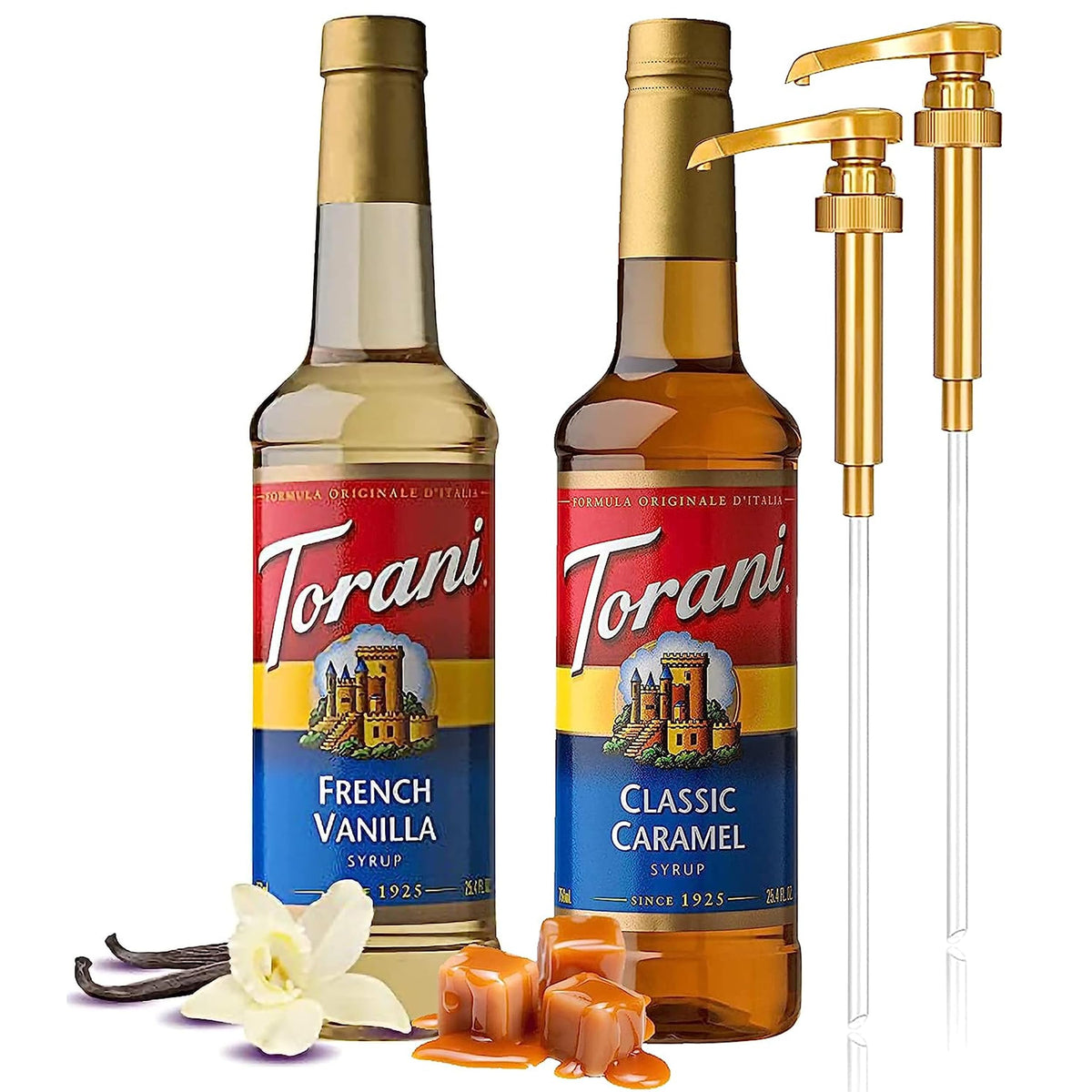 Torani Jimoco pump compatible with French Vanilla syrup for precise dispensing.