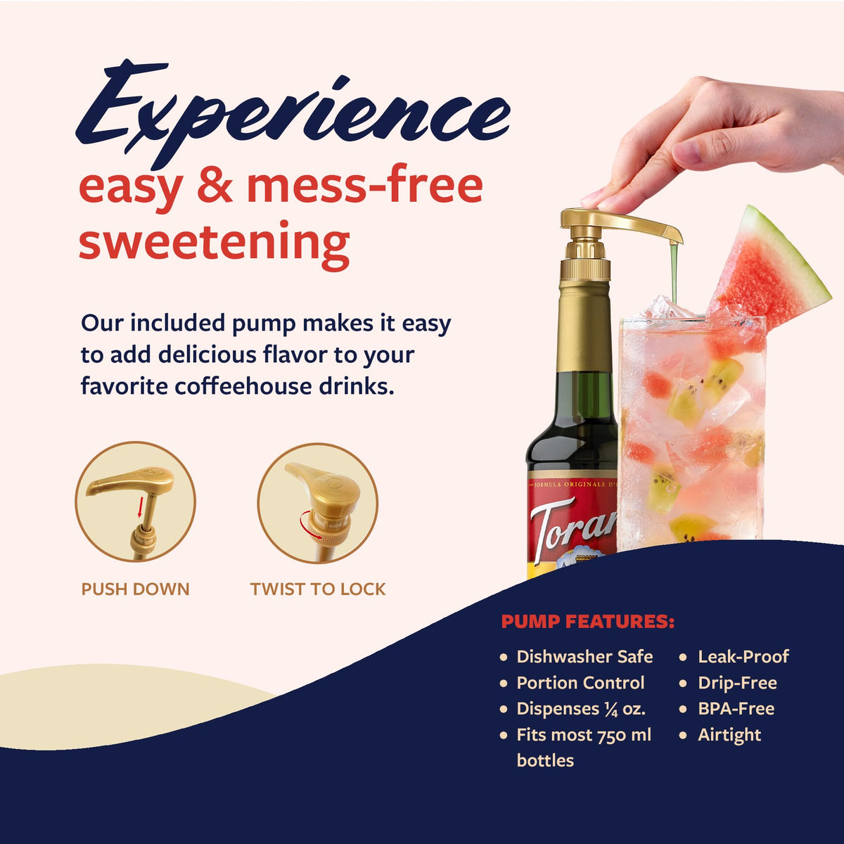 Torani Kiwi Syrup added to cocktails for balanced taste.