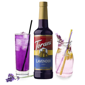 Torani Lavender Syrup pour forming a silky stream for tea and cocktails