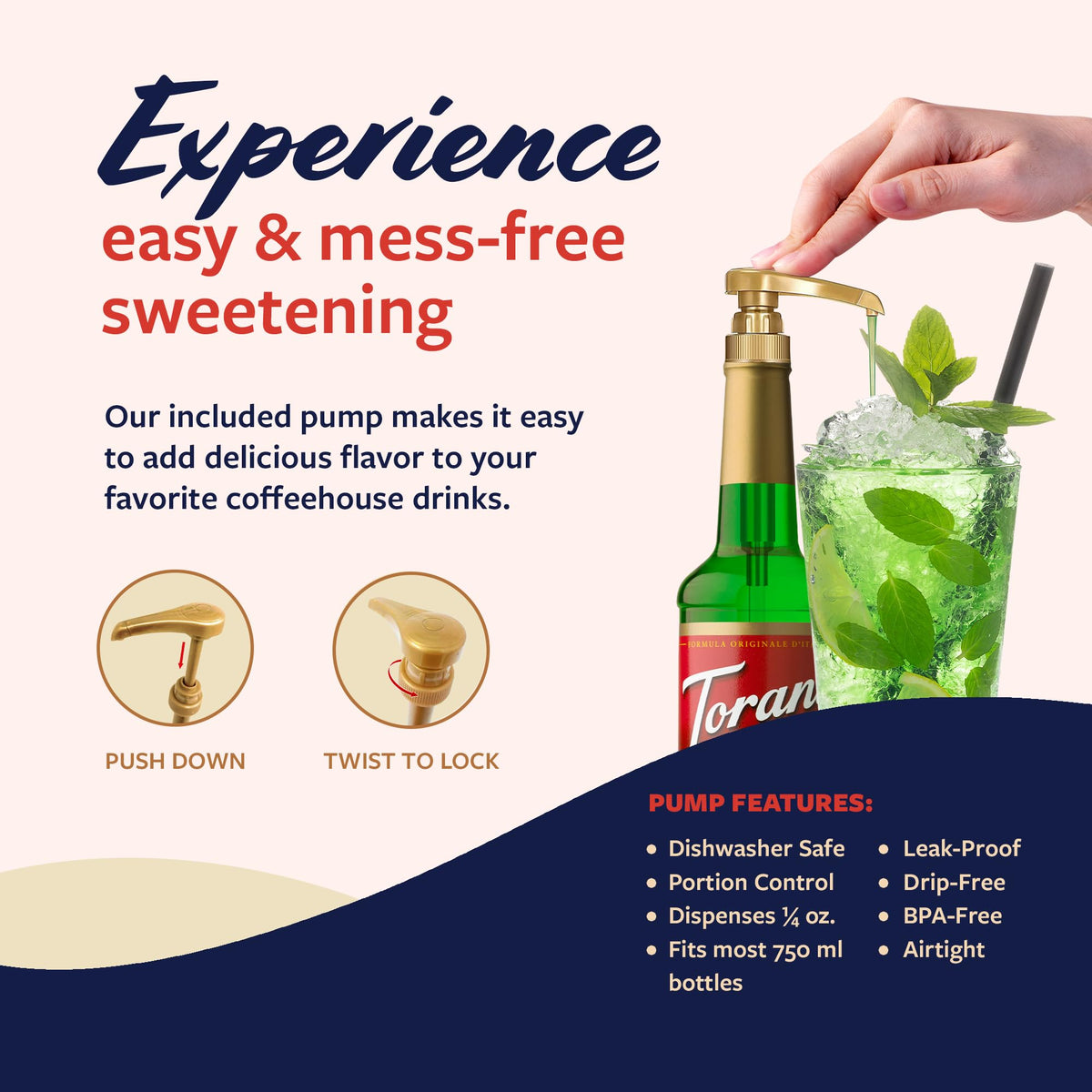 Torani Lime Syrup adds color and aroma to iced tea or sparkling drinks.