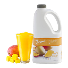 Torani Mango Smoothie Mix ingredients closeup showing real fruit goodness.