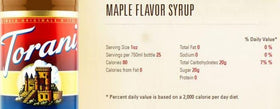 Torani Maple Syrup 750 mL coffee scene suggests a maple-infused morning treat.