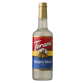 Torani Mojito Mint Syrup bottle for refreshing mojitos and mocktails.