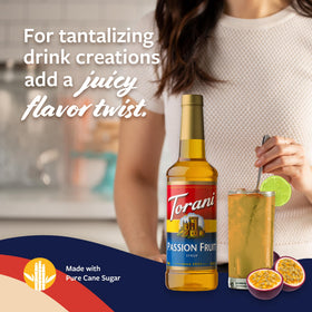 Torani Passion Fruit Syrup enhances a refreshing cocktail