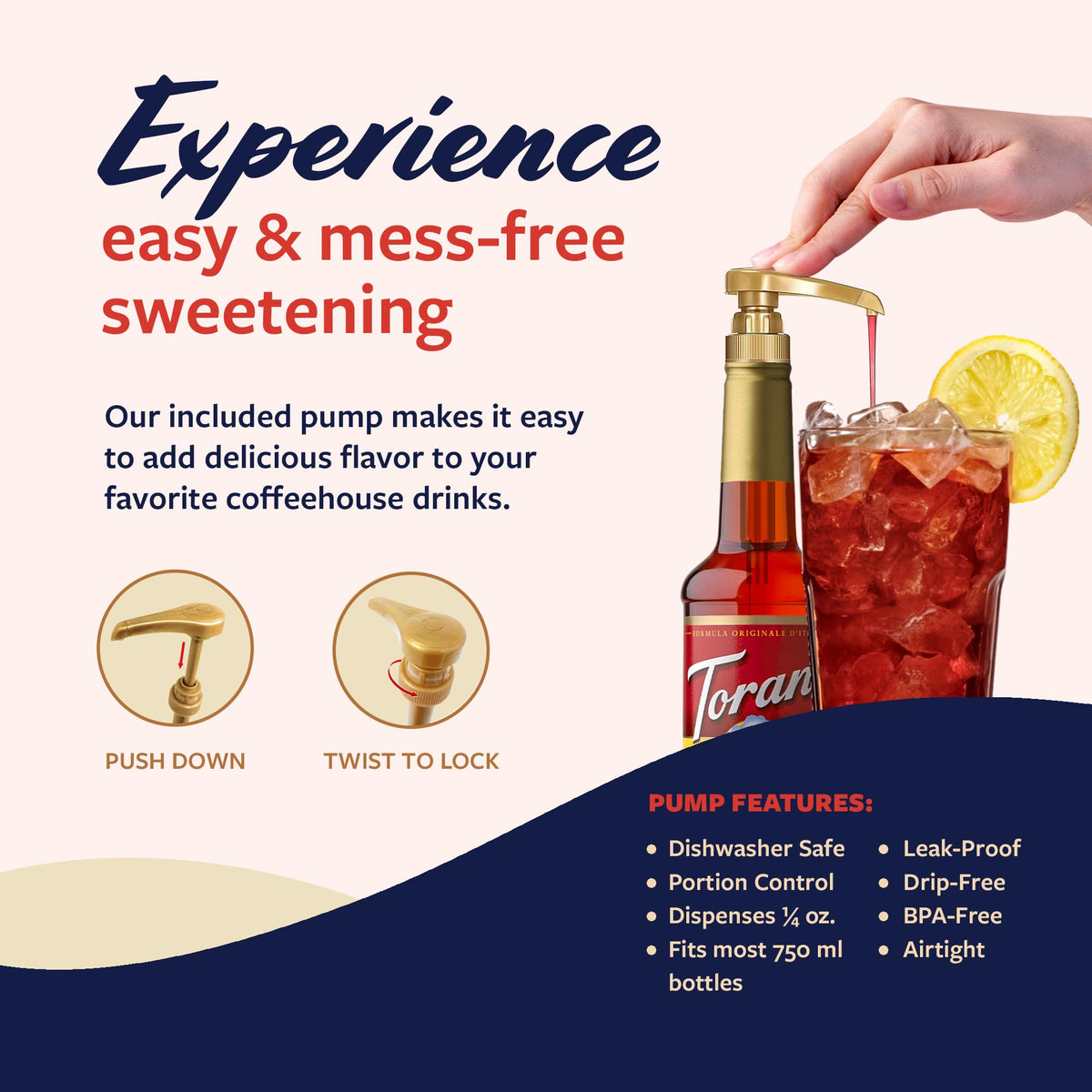 Home café setup using Torani Peach Syrup for custom drinks.
