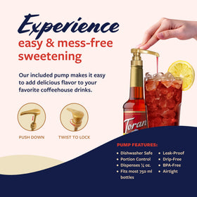 Home café setup using Torani Peach Syrup for custom drinks.