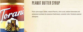 Torani Peanut Butter Syrup creative setup demonstrates barista-style drink uses.