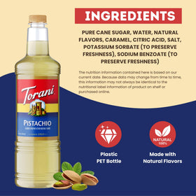 Cocktail prepared with Torani Pistachio Syrup offers gourmet twist.