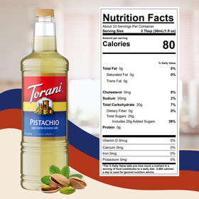 Dessert drizzle with Torani Pistachio Syrup adds nutty richness.
