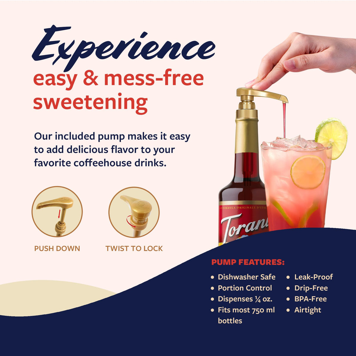 Torani Pomegranate Syrup in a cocktail scene showing versatile flavor enhancement.