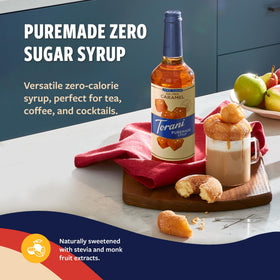 Pouring Torani salted caramel syrup into coffee for a rich finish