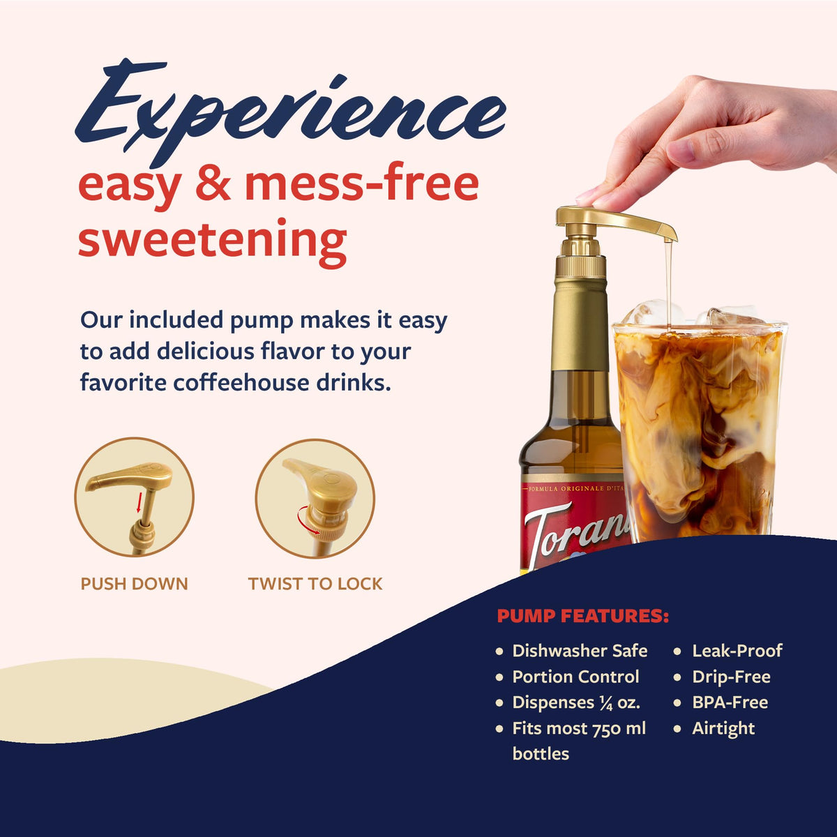 Torani caramel syrup adds dessert-style sweetness to espresso and treats.