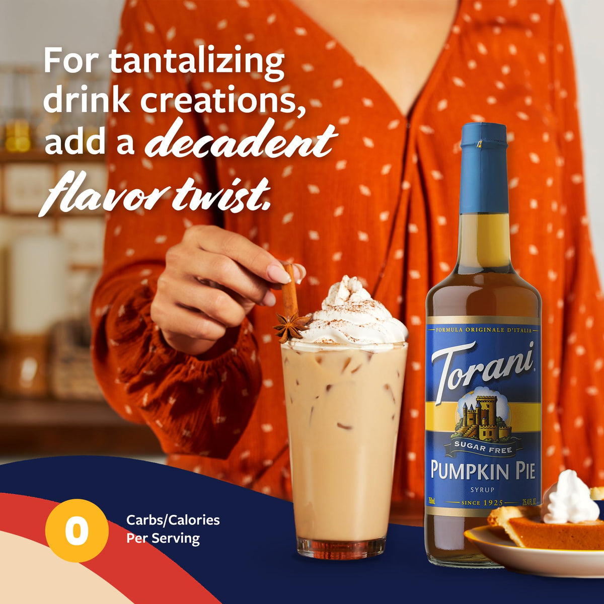 Torani sugar-free syrup dispensing pump keeps your kitchen neat.