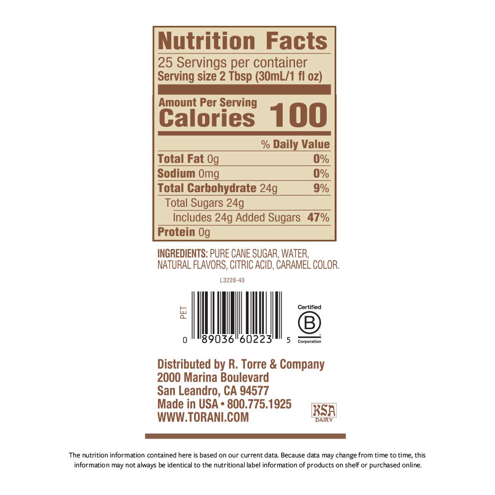 Torani Puremade Pumpkin Spice Syrup ingredients highlight natural, non-GMO goodness.