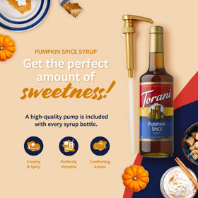 Latte featuring Torani pumpkin spice syrup for warm fall flavor