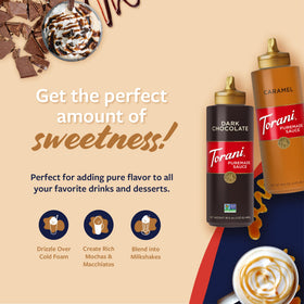 Torani Puremade caramel sauce dessert topping drizzle over brownies or pancakes