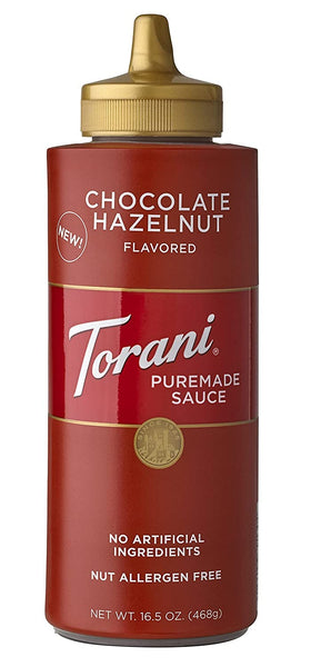 Pack of four Torani Puremade sauces for versatile kitchen use.