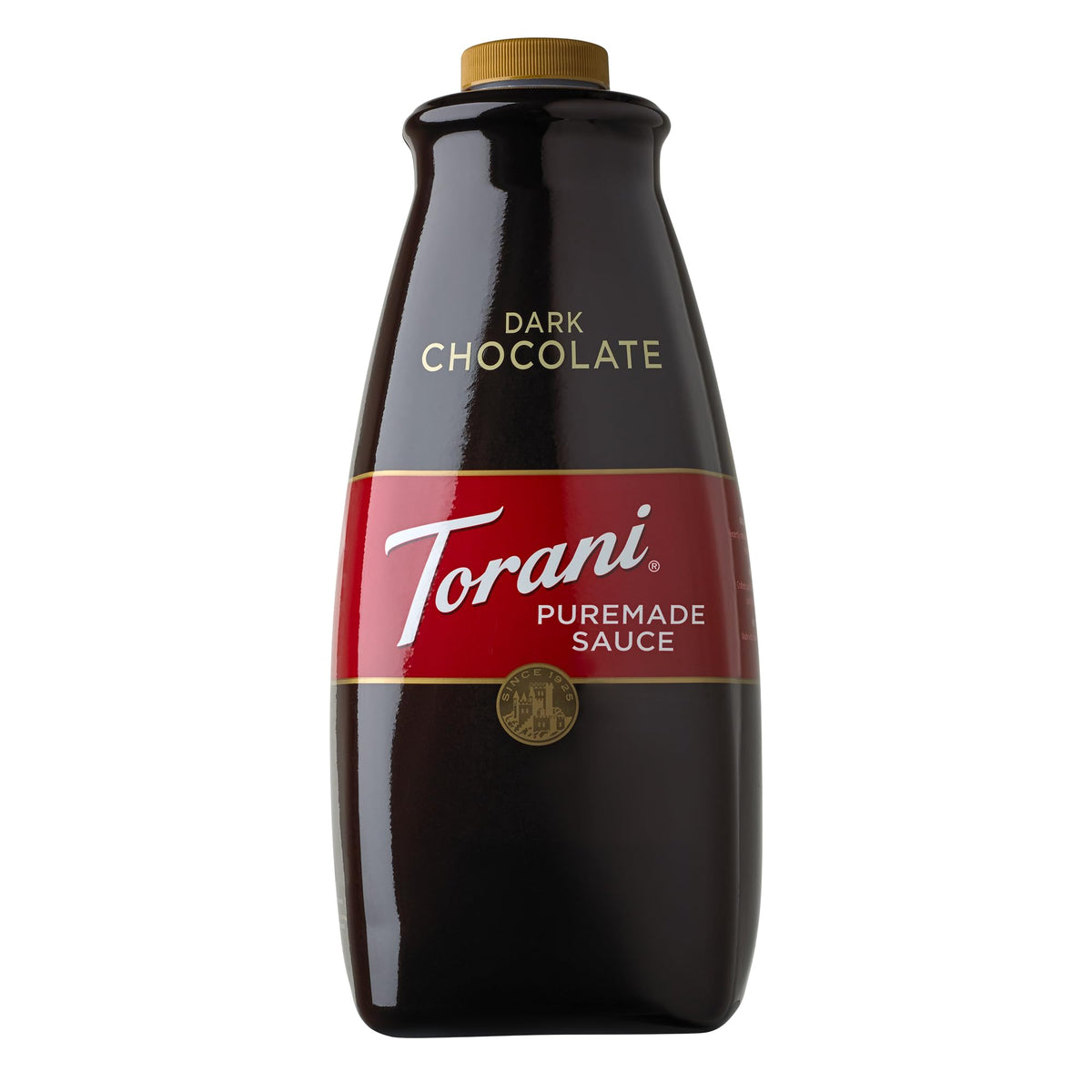 Torani Puremade Dark Chocolate Sauce bottle for rich drinks and desserts.