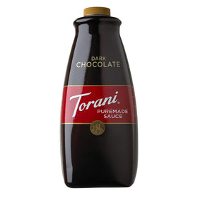 Torani Puremade Dark Chocolate Sauce bottle for rich drinks and desserts.
