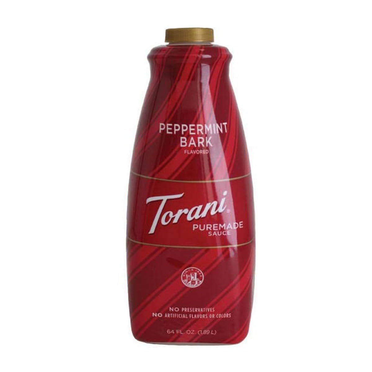Torani Puremade Peppermint Bark sauce bottle pour for rich natural flavor on desserts