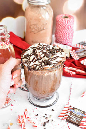 Torani Peppermint Bark ice cream topping adds decadent peppermint-chocolate flair