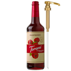 Torani Puremade Raspberry Syrup bottle ready for home drinks and cafe-style flavor.