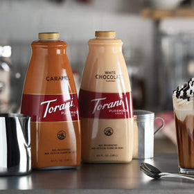 Torani Puremade White Chocolate drizzle on desserts for restaurant-quality flavor and shine.