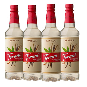 Torani Puremade Vanilla Syrup bottle for authentic home flavor.