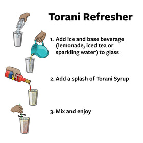 Torani Raspberry Syrup label closeup reveals natural flavors and cane sugar content