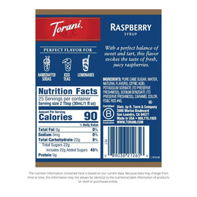 Torani Raspberry Syrup pour-over-ice showcases intense berry sweetness for refreshing beverages