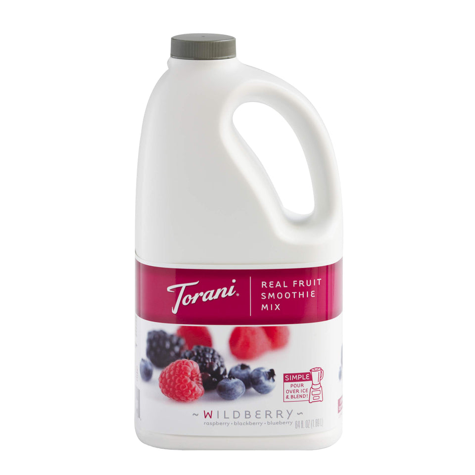 Torani Real Fruit Smoothie Wildberry Mix bottle pour for easy fruity smoothies