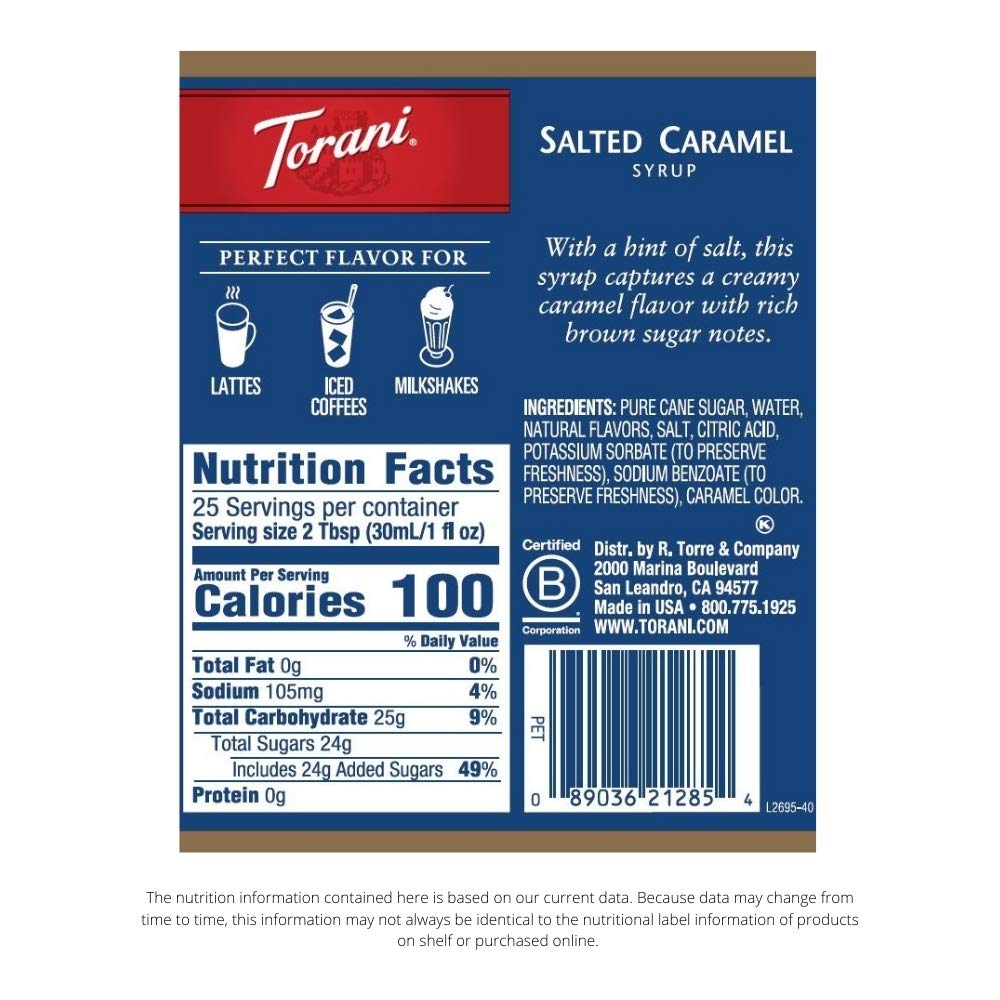 Torani Salted Caramel Syrup iced coffee pour adds creamy sweetness