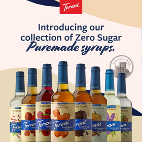 Torani salted caramel bottle label showing gold-standard flavoring process