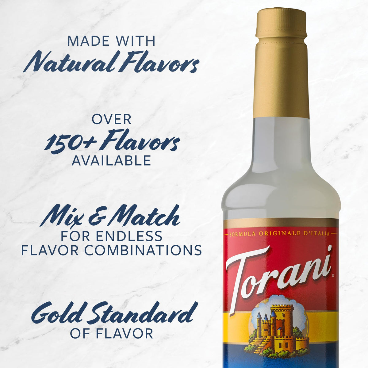 Torani Salted Caramel Syrup packaging demonstrates 4-pack value