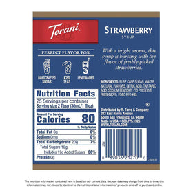 Torani Strawberry Syrup pour shows vibrant color for sodas and lattes.