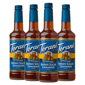 Torani Sugar Free Brown Sugar Cinnamon syrup bottle front view for beverages