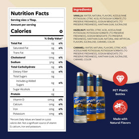 Torani sugar-free caramel syrup bottle adds rich notes to beverages