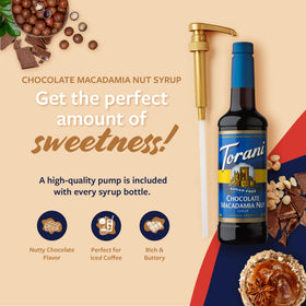 Creamy latte featuring Torani sugar-free chocolate macadamia nut flavor.