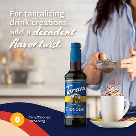 Close-up swirl of chocolate syrup in a cup demonstrates creamy texture and chocolate aroma.