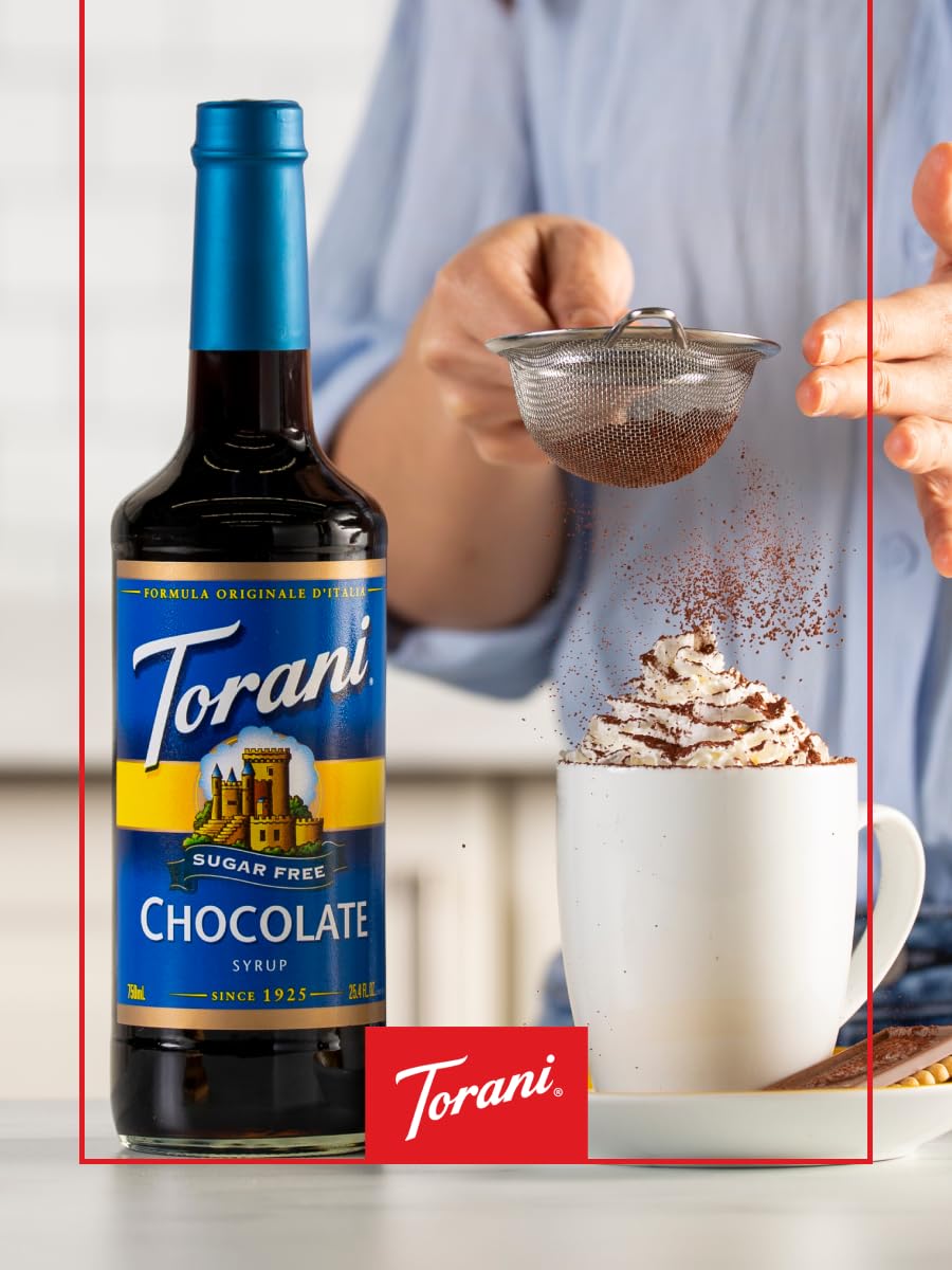 Torani Sugar Free Chocolate Syrup served with Italian soda for a cocoa twist.