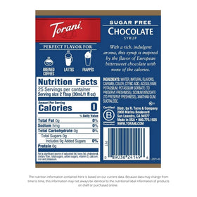 Torani Sugar Free Chocolate Syrup latte art with keto-friendly profile.