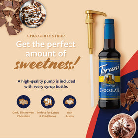 Pouring close-up of cocoa-scented syrup over espresso highlights indulgent flavor without calories.