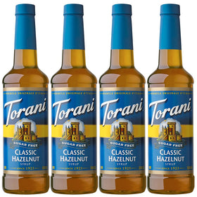 Torani Sugar Free Classic Hazelnut bottle ready for coffee flavoring