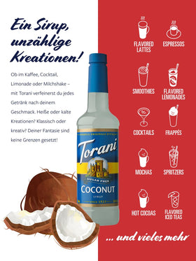 Close-up of Torani Coconut bouquet aroma in Sugar Free Syrup