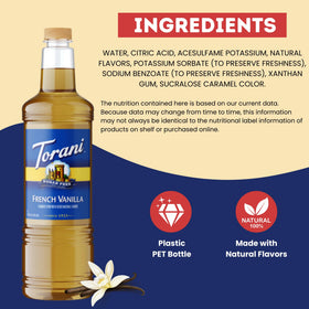 Torani Sugar Free French Vanilla pour shot over coffee.