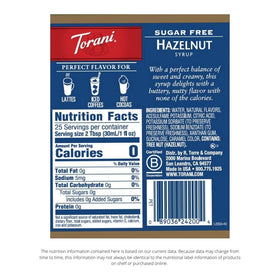 Torani Sugar Free Hazelnut latte with rich aroma and foam