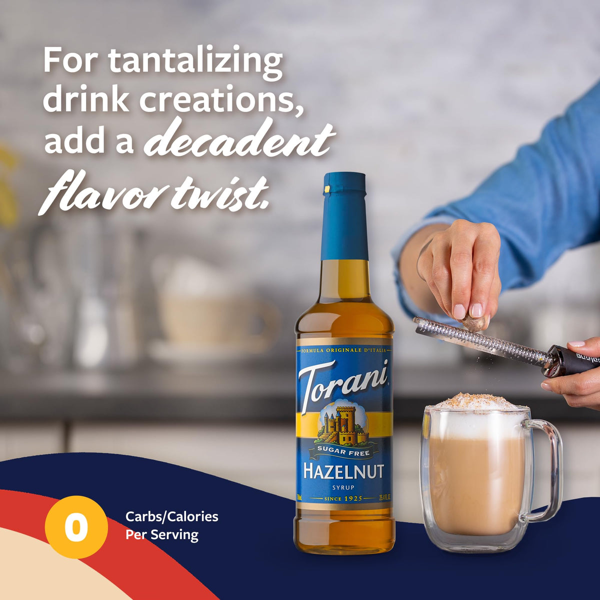 Torani Sugar Free Hazelnut Syrup cold brew inspiration for refreshing drinks.