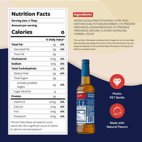 Torani Sugar Free Hazelnut Syrup ingredients label showing transparency and ingredients.