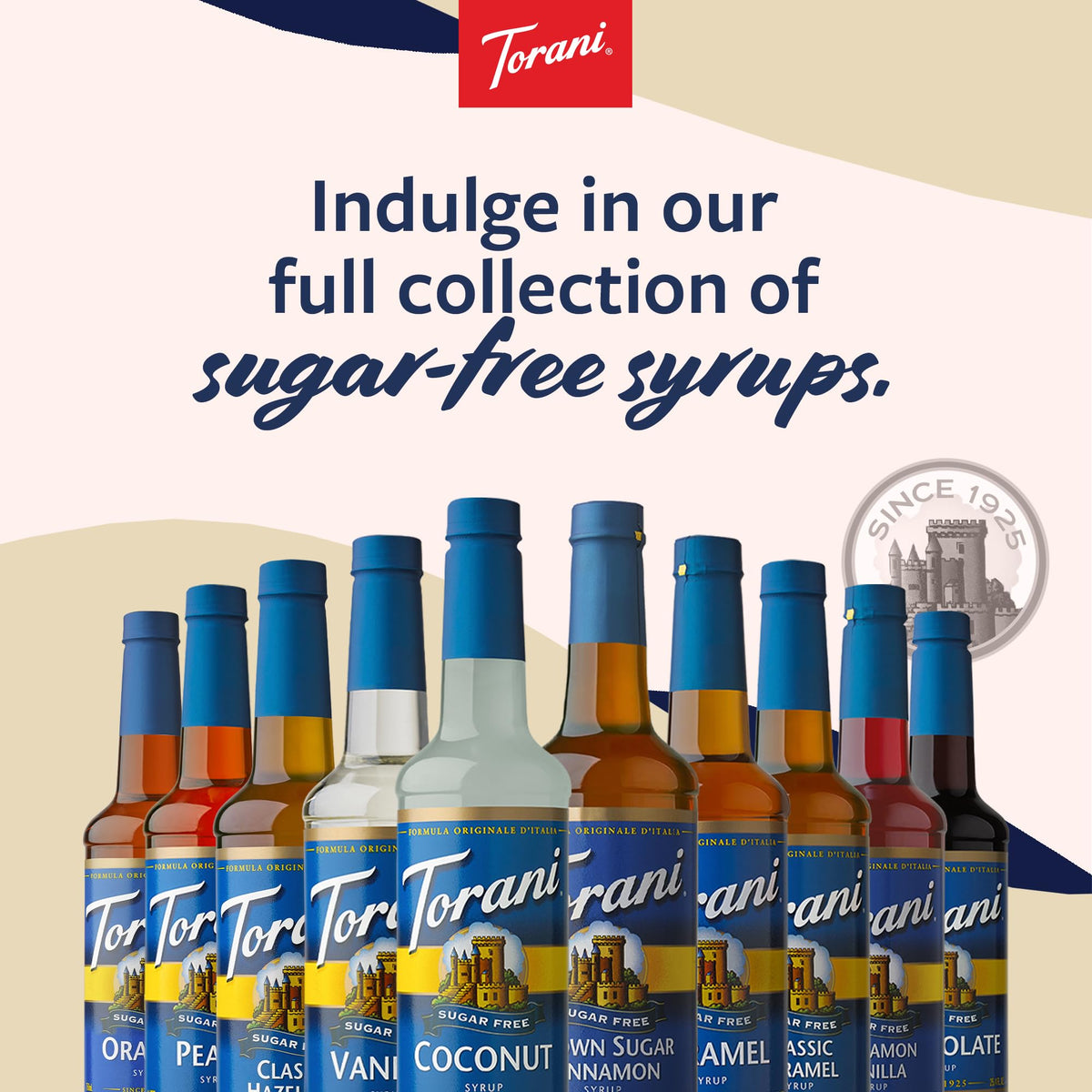 Torani sugar-free Irish Cream syrup kitchen setup ready for creative beverages.